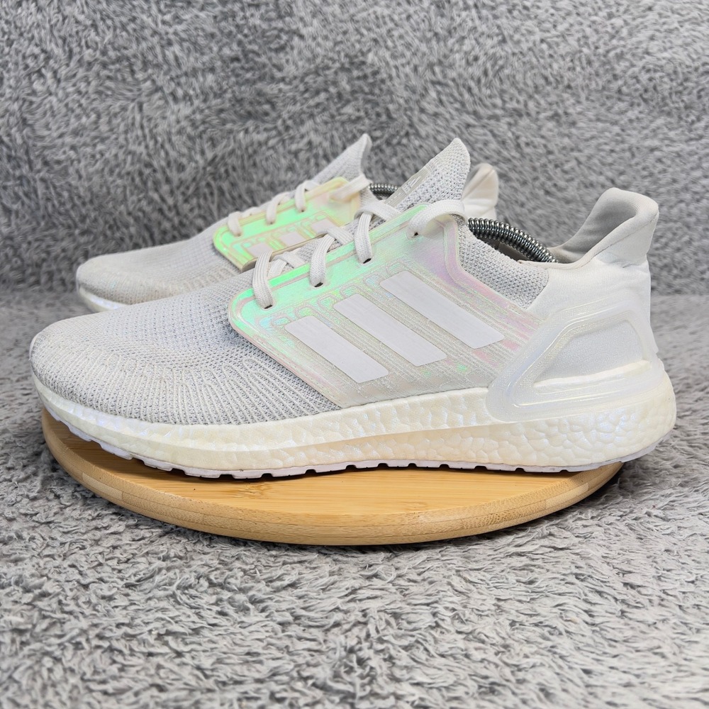 Adidas Ultraboost 20 White Iridescent Mens 11 Running Shoes Sneakers FW8721